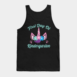 Unicorn With Green Text | First Day of Kindergarten Tank Top